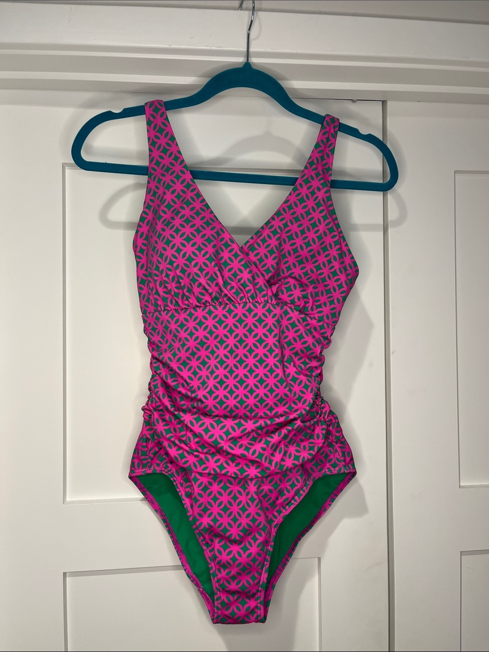 Biden Talamanca Mosaic Print Pink and Green One-piece Swim Suit 4 Like New!!